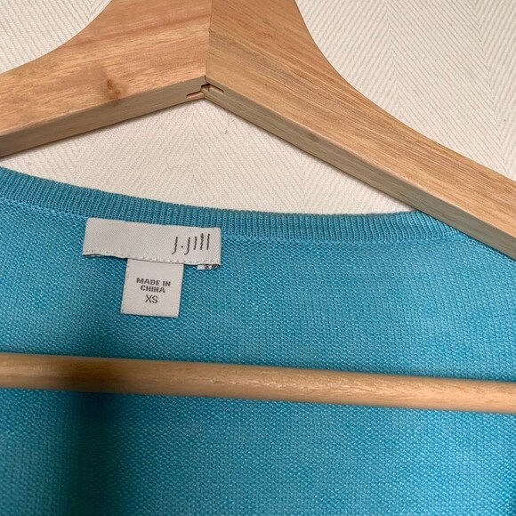 J. Jill Womens Linen Blend Cardigan Sweater Blue 3/4 Sleeve V Neck Tight Knit XS - Picture 11 of 11